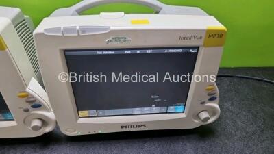 Job Lot Including 2 x Philips IntelliVue MP30 Patient Monitors (Both Power Up 1 x with Light Scratching on Screen - See Photo) and 2 x IntelliVue X2 Handheld Patient Monitors Including ECG, SpO2, NBP, Press and Temp Options (Both Power Up) *SN DE03758253 - 3