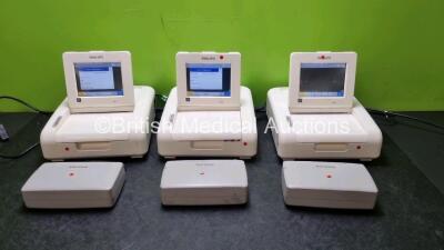 Job Lot Including 3 x Philips Avalon FM30 Fetal Monitor (All Power Up 1 x with Crack In Casing - See Photo) and 3 x Philips M8023A Modules *SN DE53118553 / DE53118527 / DE53118665 / DE21942008 / DE21946655 / DE21941924*