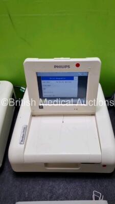 Job Lot Including 3 x Philips Avalon FM30 Fetal Monitor (All Power Up 1 x with Crack In Casing - See Photo) and 3 x Philips M8023A Modules *SN DE53118553 / DE53118527 / DE53118665 / DE21942008 / DE21946655 / DE21941924* - 3