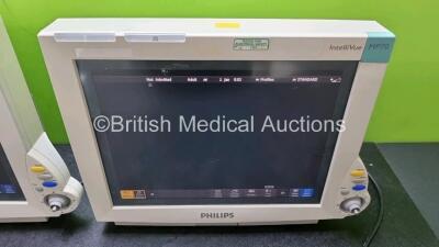 2 x Philips IntelliVue MP70 Patient Monitors (Both Power Up Both with Light Scratching on Screen and Missing Dials - See Photos) with 2 x IntelliVue X2 Handheld Patient Monitors Including ECG, SpO2, NBP, Press and Temp Options (Both Power Up Both with Sli - 5