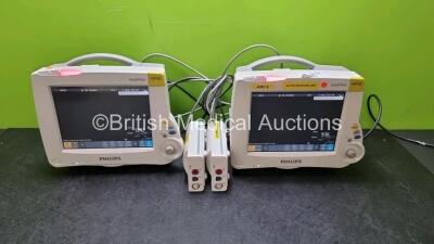 Job Lot Including 2 x Philips IntelliVue MP30 Patient Monitors (Both Power Up) and 2 x Philips M3001A OPT A01 Modules Including ECG, SpO2 and NBP Options *SN DE717M4927 / DE907V4368*