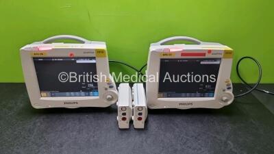 Job Lot Including 2 x Philips IntelliVue MP30 Patient Monitors (Both Power Up) and 2 x Philips M3001A OPT A01 Modules Including ECG, SpO2 and NBP Options *SN DE907U8595 / DE512B7551 / DE7873364 / DE907U8595*