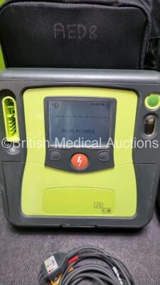 2 x Zoll AED PRO Defibrillators with 2 x Batteries, 2 x 3 Lead ECG Leads (Both Power Up) - 2