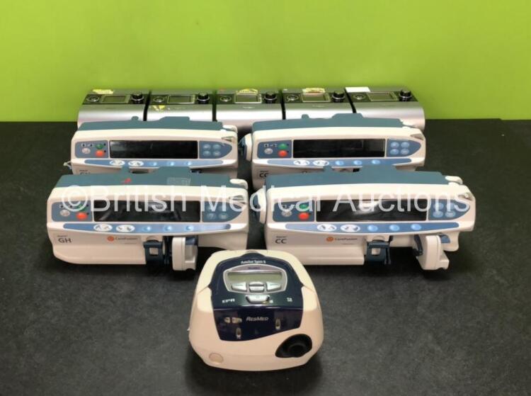 Mixed Lot Including 2 x CareFusion Alaris GH Syringe Pumps, 2 x CareFusion Alaris CC Syringe Pumps, 1 x ResMed S8 Autoset Spirit II CPAP Unit, 4 x ResMed S9 CPAP UNits and 1 x ResMed VPAP ST Unit *SN 20100621824 / 23142049838 / 23121002214 / 22112127226 /