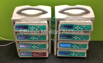 8 x B. Braun Infusomat Space Infusion Pumps with 2 x Space Station Docking Stations and 2 x Power Supplies (All Power Up) *SN 449062 / 449435 / 465315449295 / 465335 / 449421 / 465307 / 449304*