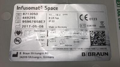 8 x B. Braun Infusomat Space Infusion Pumps with 2 x Space Station Docking Stations and 2 x Power Supplies (All Power Up) *SN 449062 / 449435 / 465315449295 / 465335 / 449421 / 465307 / 449304* - 6