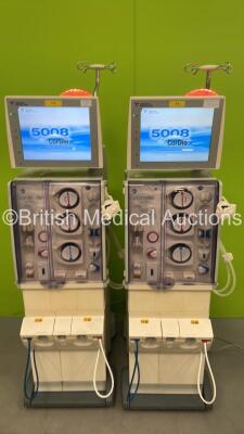 2 x Fresenius Medical Care 5008 Cordiax Dialysis Machines with 2 x Power Supplies - Software Version 4.57 - Running Hours 27950 / 27787 *Mfd Both 2015 (Both Power Up) *5VEAEX61 / 5VEAEX60*