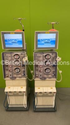 2 x Fresenius Medical Care 5008 Cordiax Dialysis Machines with 2 x Power Supplies - Software Version 4.57 - Running Hours 27561 / 25624 *Mfd Both 2015 (Both Power Up) *5VEAEX21 / 5VEAEX58*