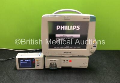 Job Lot Including 1 x Philips IntelliVue MP50 Patient Monitor (Powers Up) 1 x Philips IntelliVue X2 Handheld Patient Monitor with Press, Temp, NBP, SpO2 and ECG Options (Powers Up) and 1 x Philips IntelliVue G5 M1019A Gas Module with Water Trap (No Power)