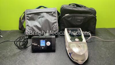 Job Lot Including 1 x ResMed AirSense 10 CPAP Unit with 1 x AC Power Supply in Carry Bag (Powers Up with Missing Side Cover-See Photo) 1 x ResMed Stellar 100 CPAP Unit with 1 x ResMed H4i Humidifier Unit in Carry Bag (Powers Up) *SN 23201324029, 201324575