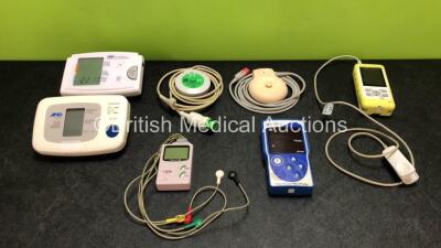 Job Lot Including 2 x A & D Digital Blood Pressure Monitors (1x Missing Battery Cover - See Photos) 1 x Sonicaid US Fetal Transducer (Damage to Casing - See Photos) 1 x Philips US Fetal Transducer, 1 x Novacor Vista Monitor with Lead, 1 x Huntleigh Smarts