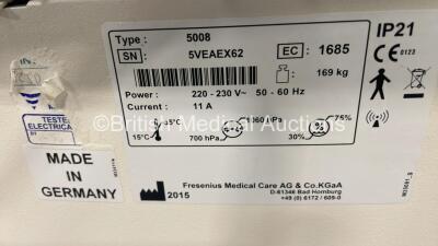 Fresenius Medical Care 5008 Cordiax Dialysis Machine with 1 x Power Supply - Software Version 4.57 - Running Hours 28734 *Mfd 2015 (Powers Up) *5VEAEX62 - 3