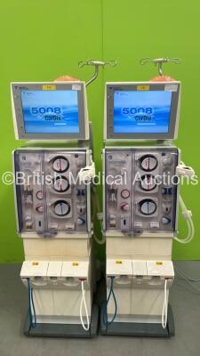 2 x Fresenius Medical Care 5008 Cordiax Dialysis Machines with 2 x Power Supplies - Software Version 4.57 - Running Hours 25833 / 28033 *Mfd Both 2015 (Both Power Up) *5VEAEX59 / 5VEAEX69*