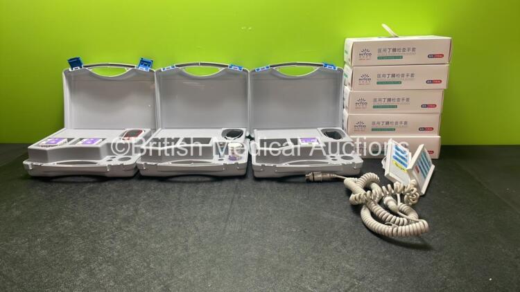 Mixed Lot Including 1 x Accu Chek Performa Blood Glucose Meter, 2 x Accu Chek Performa Nano Blood Glucose Meters, 1 x HBWO74-013 Bed Controller, 1 x HB 74043 Bed Controller and 500 x XL Nitrile Examination Gloves