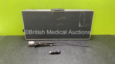 Pentax FNL-10RBS Laryngoscope with Mini Light Source in Case - Engineer's Report : Optical System - 1 Broken Fiber, Angulation - No Fault Found, Insertion Tube - No Bending Section Rubber, Light Transmission - No Fault Found, Leak Check - Unable to Check 