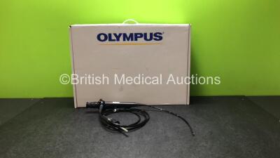 Olympus CYF-4 Cystoscope in Case - Engineer's Report : Optical System - 60+ Broken Fibers, Angulation - Strained, Insertion Tube - Strained, Light Transmission - No Fault Found, Leak Check - Leaking From Taped Up Light Guide Tube *W405278*