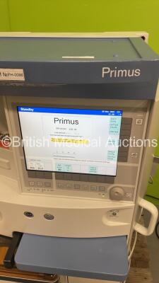 Drager Primus Anaesthesia Machine Ref 8603800-39 Software Version 2.03.03 with Drager Infinity Delta XL Monitor and Hoses (Powers Up with 3 PIn Power Supply - Adaptor Not Included - Powers to Boot Screen and Re-Sets - Buttons Not Responding - Errors Displ - 3