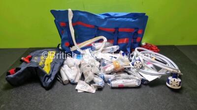 Job Lot Including 2 x Duramedic Vacuum Splints,1 x Hartwell Medical Evac-U-Splint, 2 x Pain Relief Hoses, 8 x Pairs of Scissors and Various Size Laryngoscope Blades and Handles