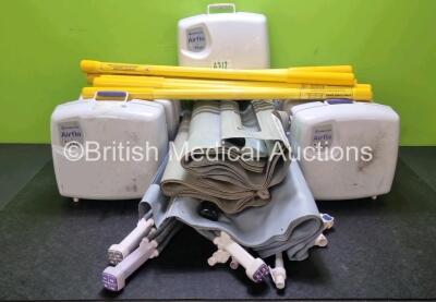 Job Lot Including 7 x Mangar Camel & Elk Airflo Plus Compressors, with 7 x Battery Packs, 3 x Mangar ELK Emergency Lifting Cushions with 3 x Controllers and 6 x Mangar ELK Stretcher Bars *cage*