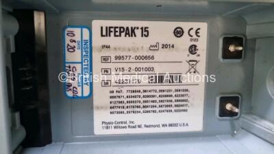 Medtronic Physio Control Lifepak 15 12-Lead Defibrillator / Monitor *Mfd - 2015* Ref 99577-001388, P/N V15-5-00001 with Pacer, CO2, SPO2, NIBP, ECG, Auxiliary Power and Printer Options, 1 x 6 Lead ECG Lead, 1 x 4 Lead ECG Lead, 2 x NIBP Hose and Cuff, 1 x - 7