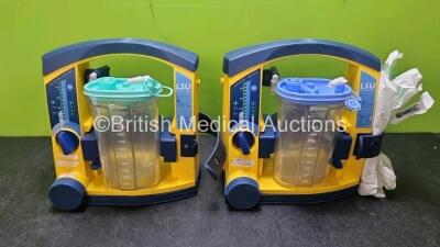 2 x LSU Laerdal Suction Unit with 2 x Suction Cups 2 x Batteries and Hoses (Both Power Up)