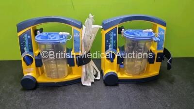 2 x LSU Laerdal Suction Unit with 2 x Suction Cups 2 x Batteries and Hoses (Both Power Up)