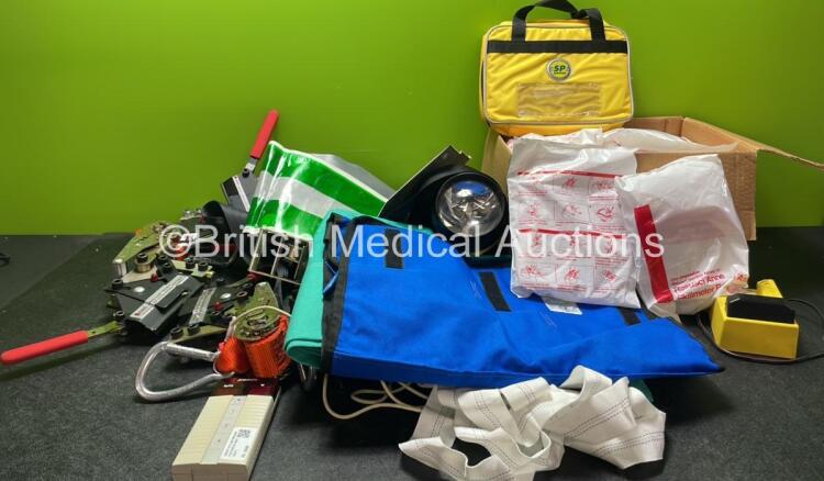 Mixed Lot Including 3 x Buckle Straps, 1 x Torch, 1 x N20 Hose, 1 x Nonin Pulse Oximeter, 1 x SP Services Strap Bag, 1 x Hoist Strap, 1 x Streamlight Vehicle Charger *Cut Cable-See Photo* 15 x Laerdal Resusci Anne Skillmeter Disposable Manikin Airways