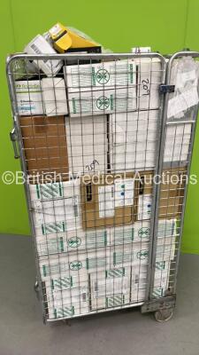 Cage of Ambulance Consumables Including Electrodes, Bandages, Laryngoscope Blades and Intersurgical Oxygen Venturi Valves (Cage Not Included - Some Out of Date) - 2