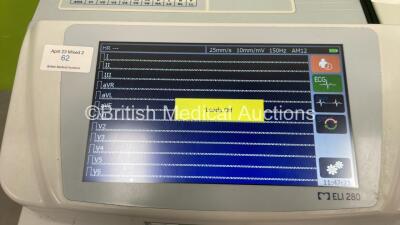 Mortara ELI 280 ECG Machine on Stand with 10 Lead ECG Leads (Powers Up) *S/N 200 21 1029* - 2