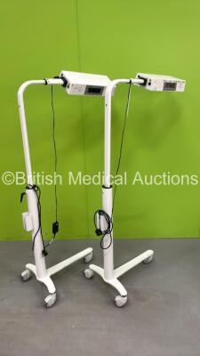 2 x Novos Billed Maxi Patient Therapy Lights on Stands (Both Power Up with 1 x Blank Screen)