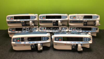 Job Lot Including 4 x CareFusion Alaris GH Plus Syringe Pumps, 1 x CareFusion Alaris GH Syringe Pump, 1 x CareFusion Alaris CC Syringe Pump, 1 x Cardinal Health Alaris GH Syringe Pump and 1 x BD Alaris GH Guardrails Plus Syringe Pump (7 x Power Up with Re