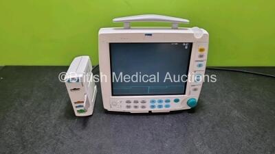 GE F-FM-00 Patient Monitor (Powers Up) with GE E-PSM-00 Module Including ECG, SpO2, NIBP, T1 and T2 Options