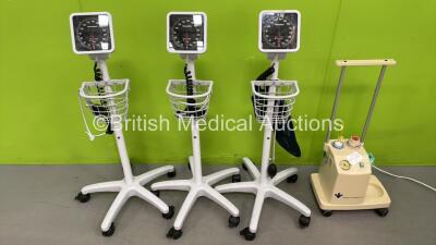 Mixed Lot Including 3 x BP Meters with 1 x BP Cuff on Stands and 1 x Therapy Equipment 8011v35 Suction Unit (Powers Up with Missing Cup) *SN 088806*