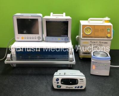 Mixed Lot Including 1 x SAM 12 Suction Unit (Powers Up) 1 x Fisher & Paykel MR850AEK Respiratory Humidifier (Powers Up) 1 x Nonin 7500 Monitor, 1 x Mindray Datascope Trio Patient Monitor (Powers Up) 1 x Mindray iPM8 Patient Monitor (No Power, Damaged Scre