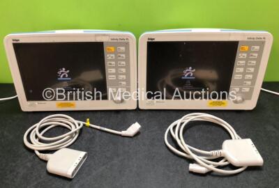 2 x Drager Infinity Delta XL Patient Monitors with HemoMed 1, Aux/Hemo 2, Aux/Hemo 3, NBP and MultiMed Options Including 2 x Power Supplies and 2 x ECG Trunk Cables (Both Power Up with Scratches to Screens, 1 x Slight Damage to Handle - See Photos) *SN 53