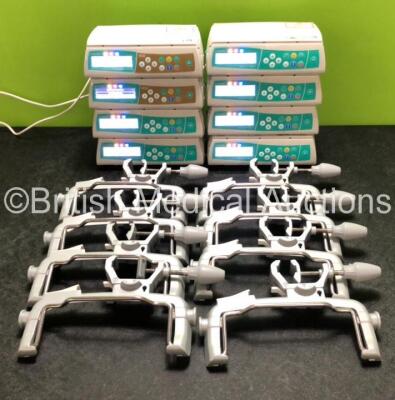 8 x B. Braun Infusomat Space Infusion Pumps with 8 x Pole Clamps and 8 x Power Supplies (All Power Up) *SN 449162 / 449410 /465340 / 449401 /449464 /449732 / 449469 /449378*