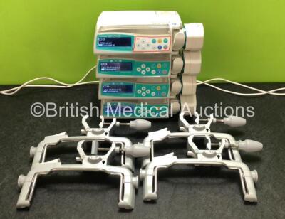 4 x B Braun Perfusor Space Syringe Pumps with 4 x B.Braun Pole Clamps and 4 x Power Supplies (All Power Up) *SN 376030 / 376378 / 376341 / 376261*