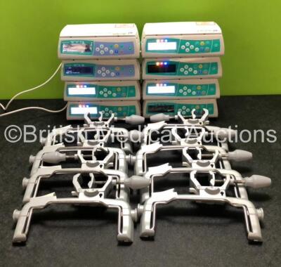 8 x B. Braun Infusomat Space Infusion Pumps with 8 x Pole Clamps and 8 x Power Supplies (All Power Up) *SN 449247 / 454483 / 449402 / 449482 / 449382 / 449315 / 449331 / 449292*