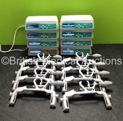 8 x B. Braun Infusomat Space Infusion Pumps with 8 x Pole Clamps and 8 x Power Supplies (All Power Up) *SN 134670 / 449317 / 449236 / 449363 / 449222 / 454565 / 449544*