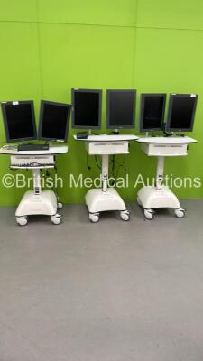 3 x RDP The Mobile Cart Workstations with Dual Barco Monitors (All Powers Up)