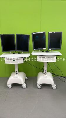 2 x RDP Mobile Carts with 4 x Barco Monitors (All Power Up) *SN 1890102657, 1890102212