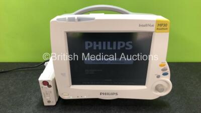 Philips IntelliVue MP30 Anesthesia Patient Monitor with 1 x Philips M3015A Microstream CO2 Module Including CO2, Press and Temp Options (Powers Up)