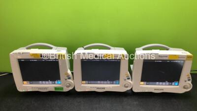 3 x Philips IntelliVue MP30 Patient Monitors (All Power Up, 1 x Damage to Screen, 1 x Damage to Casing - See Photos) *SN DE728B4244 / DE72839545 / DE728B7050*