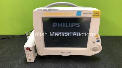 Philips IntelliVue MP30 Anesthesia Patient Monitor with 1 x Philips M3015A Microstream CO2 Module Including CO2, Press and Temp Options (Powers Up)