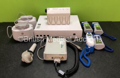 Mixed Lot Including 2 x Pari Boy Classic Compressors, 1 x CareFusion MSC Jaeger Power Unit with Handle, 1 x Drager Infinity HemoMed Module / Wedge, 1 x GE Carescape B850 CPU-CI Unit and 4 x Covidien Thermometers *SN 2Q22G01708 / 2Q22B11881 / 06W00016 / S