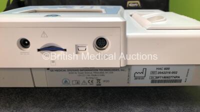 GE MAC 600 ECG Machine with 1 x 10 Lead ECG Lead, 1 x Power Supply and Accessories in Carry Case *Mfd 2015* (Powers Up, Electrodes Expired 2018) *SN SF715052774PA* - 10