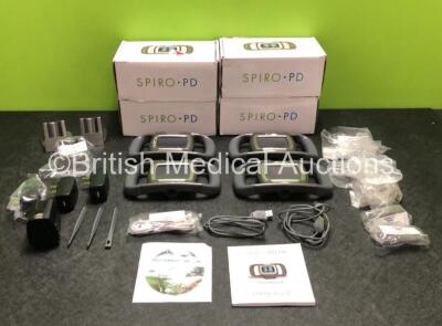 4 x Spiro.PD Spirometers with Accessories in Boxes (All Power Up, Some Missing Accessories - See Photos) *SN 1833GY0148 / 1833GY0167 / 1833GY0107 / 1950GY0015*