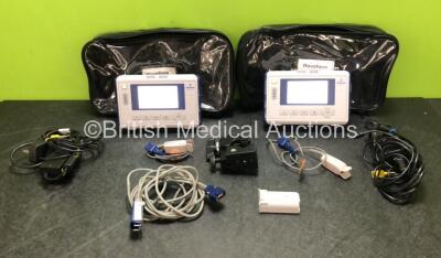 2 x Medtronic Capnostream 35 Portable Respiratory Monitors with 3 x Batteries, 2 x Power Supplies and Accessories in 2 x Carry Bags (Both Power Up) *SN SF18500744 / SF18500745*