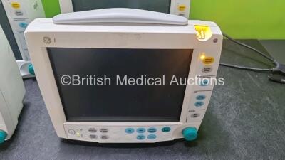 Job Lot Including 1 x GE Datex-Ohmeda F-FMW-00 Patient Monitor (Powers Up) and 3 x GE Datex-Ohmeda F-FM-00 Patient Monitor (All Power Up 2 x with Blanks Screen All with Damage to Casing - See Photos) *SN 6489575 / 6269354 / 6961781 / 6489622* - 3