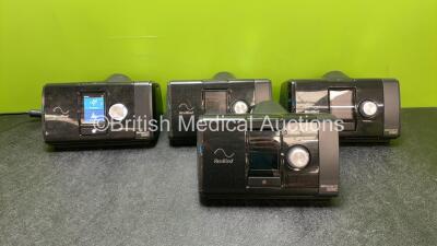 4 x ResMed AirSense 10 Autoset CPAP Units (All Power Up when Tested with Stock Power Supply, 1 with Missing Side Cover-See Photo) *SN 23202515633, 23203330515, 23172696226, 23151308593*